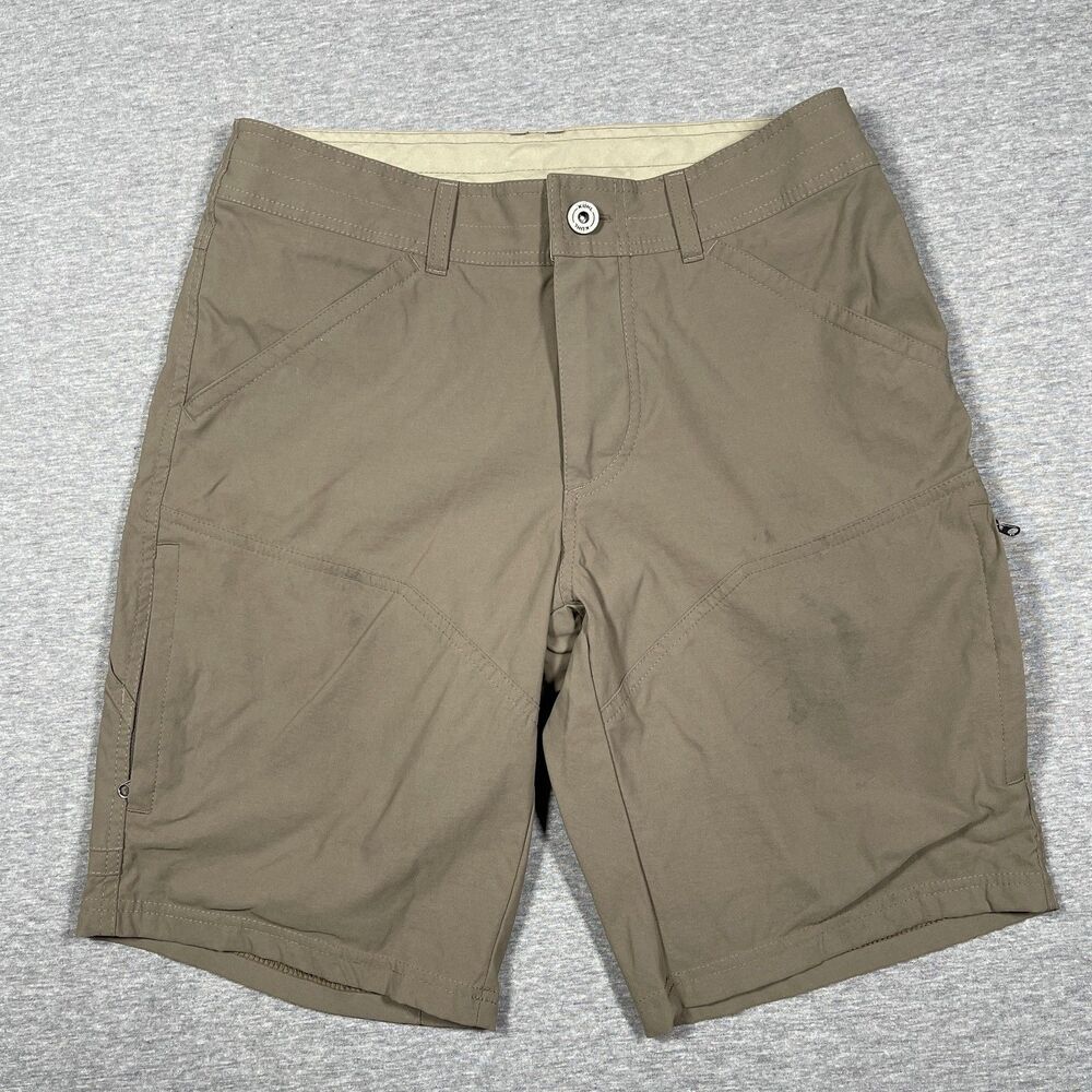 Kuhl Cargo Shorts Mens 30 Brown Microfiber Nylon Spandex Pockets Flat Front